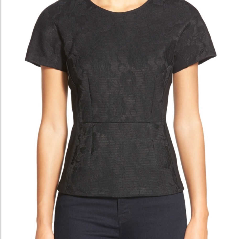 Ellen Tracy Piped Bonded Lace Top Slimming Sz XL